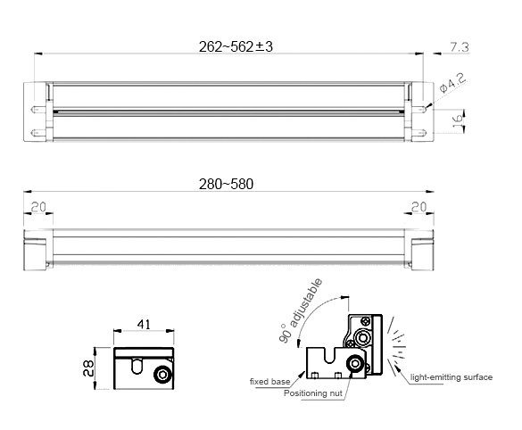 M9T Led Makina Aydınlatma Lambası Teknik Çizim